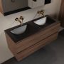 Mondiaz Aivy badmeubelset 120x45x50cm 0 kraangaten 2 wasbakken urban Solid surface Links en rechts 2 lades Met spiegelkast Melamine Mocha AIVY80420 - Thumbnail 1