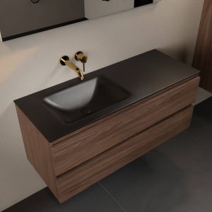 Mondiaz Aivy badmeubelset 120x45x50cm 0 kraangaten 1 wasbak urban Solid surface Links 2 lades Zonder spiegel Melamine Mocha AIVY80138