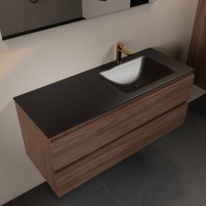 Mondiaz Aivy badmeubelset 120x45x50cm 1 kraangat 1 wasbak urban Solid surface Rechts 2 lades Zonder spiegel Melamine Mocha AIVY80083