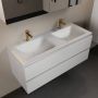 Mondiaz Aivy badmeubelset 120x45x50cm 2 kraangaten 2 wasbakken talc Solid surface Links en rechts 2 lades Met spiegelkast MDF Talc AIVY80315 - Thumbnail 1