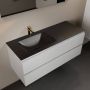 Mondiaz AIVY 120cm badmeubel Talc wastafel Urban solid surface links 1 kraangat met spiegel (AI-351631URBAN-SI AI-M120TALI AI-S120X71) - Thumbnail 1