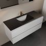 Mondiaz AIVY 120cm badmeubel Talc wastafel Urban solid surface midden 1 kraangat met spiegel (AI-351621URBAN-SI AI-M120TAMI AI-S120X70) - Thumbnail 1