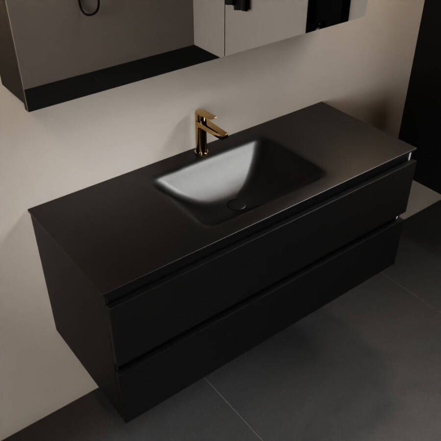 Mondiaz AIVY 120cm badmeubel Urban wastafel Urban solid surface midden 1 kraangat met spiegelkast (AI-351621URBAN-SI AI-M120URMI AI-C120URMI)
