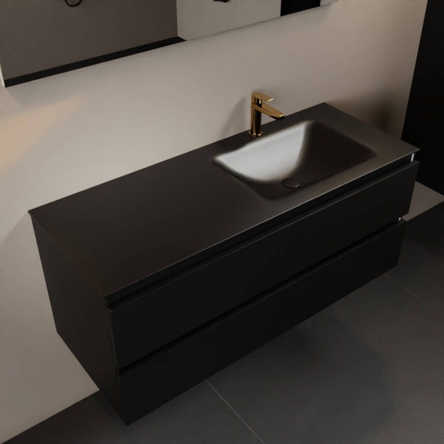 Mondiaz AIVY 120cm badmeubel Urban wastafel Urban solid surface rechts 1 kraangat met spiegel (AI-351641URBAN-SI AI-M120URRE AI-S120X72)