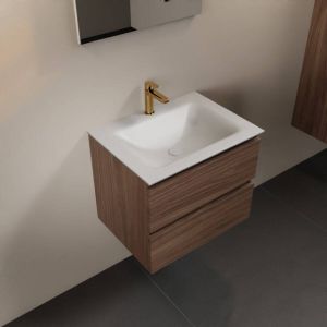 Mondiaz Aivy badmeubelset 60x45x50cm 1 kraangat 1 wasbak talc Solid surface Midden 2 lades Zonder spiegel Melamine Mocha AIVY80050