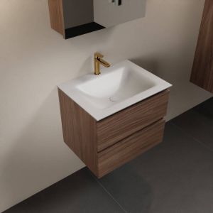 Mondiaz AIVY 60cm badmeubel Mocha wastafel Talc solid surface midden 1 kraangat met spiegelkast (AI-351111TALC-SI AI-M60MOMI AI-C60MOMI)