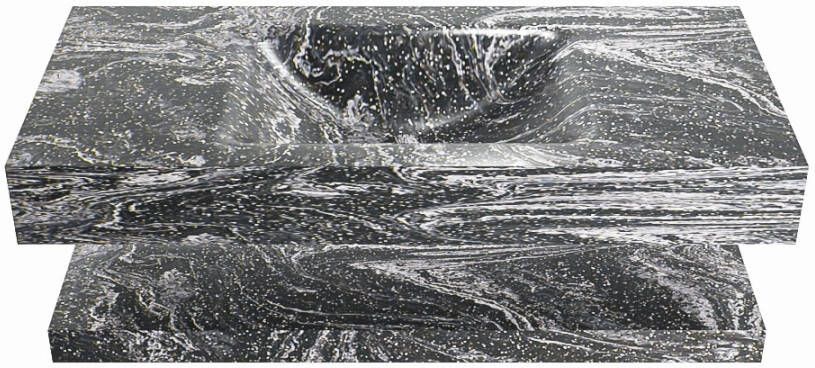 Mondiaz ALAN DLUX Badkamermeubelset 100cm planchet Lava vrijhangende wastafel wasbak midden 1 kraangat Lava ADX100LavPLM1Lav