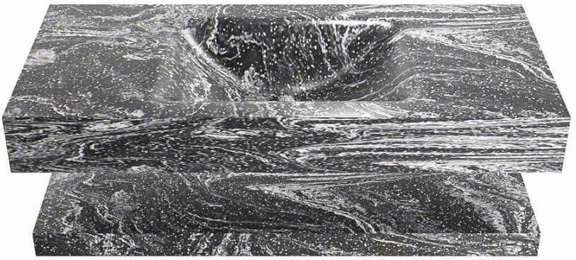 Mondiaz ALAN DLUX Badkamermeubelset 100cm planchet Lava vrijhangende wastafel wasbak midden 0 kraangaten Lava ADX100LavPLM0Lav