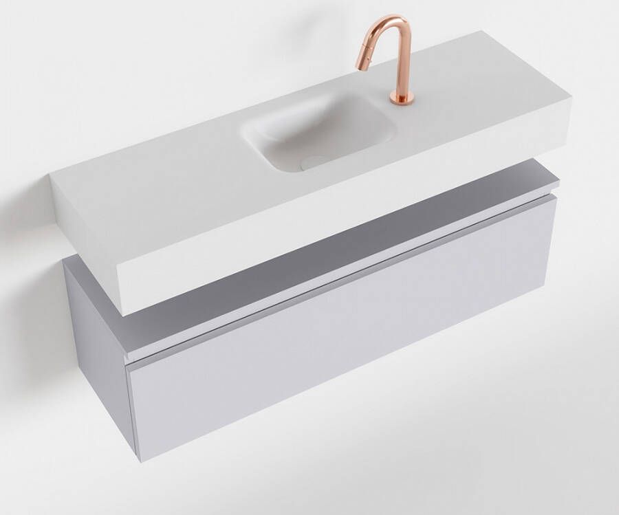 Mondiaz ANDOR Toiletmeubel 100x30x30cm met 1 kraangaten 1 lades cale mat Wastafel Lex midden Solid Surface Wit FK75343350