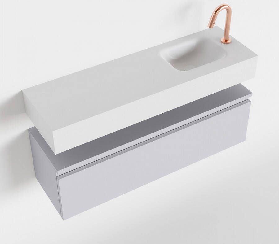 Mondiaz ANDOR Toiletmeubel 100x30x30cm met 1 kraangaten 1 lades cale mat Wastafel Lex rechts Solid Surface Wit FK75343354