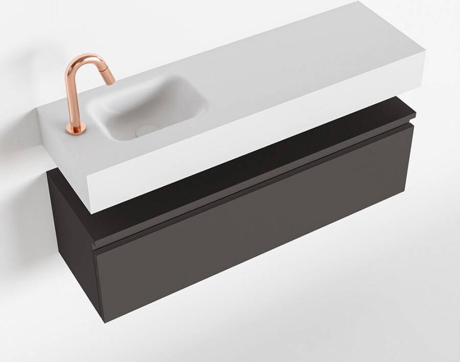 Mondiaz ANDOR Toiletmeubel 100x30x30cm met 1 kraangaten 1 lades dark grey mat Wastafel Lex links Solid Surface Wit FK75343178