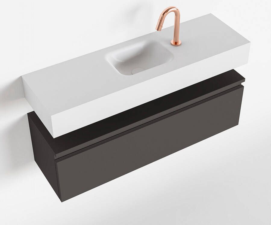 Mondiaz ANDOR Toiletmeubel 100x30x30cm met 1 kraangaten 1 lades dark grey mat Wastafel Lex midden Solid Surface Wit FK75343176