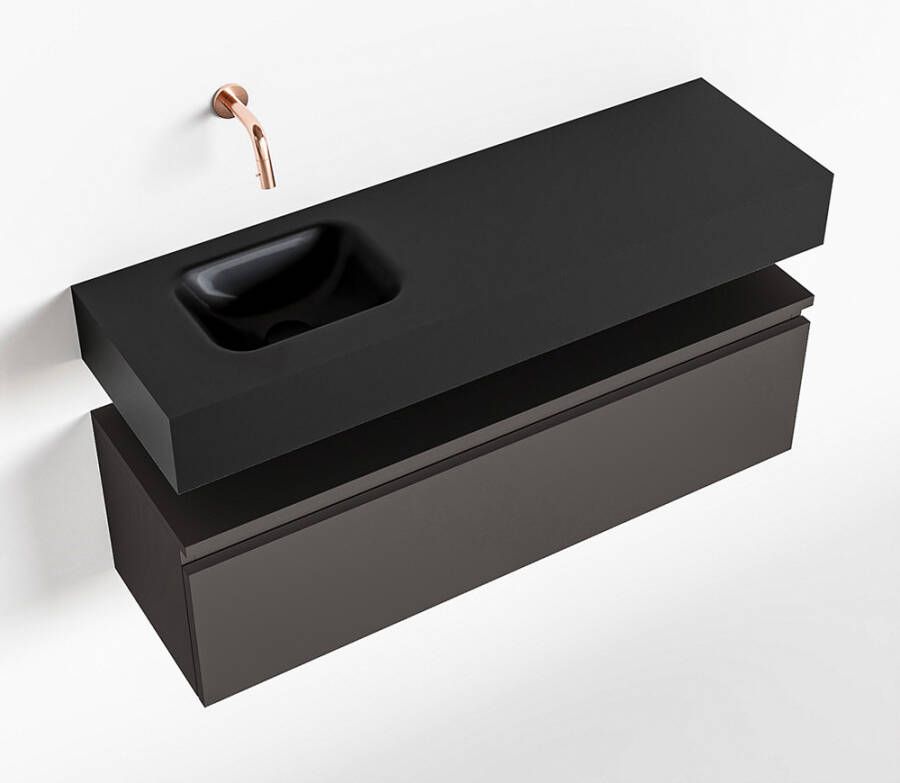 Mondiaz ANDOR Toiletmeubel 100x30x30cm met 0 kraangaten 1 lades dark grey mat Wastafel Lex links Solid Surface Zwart FK75343527