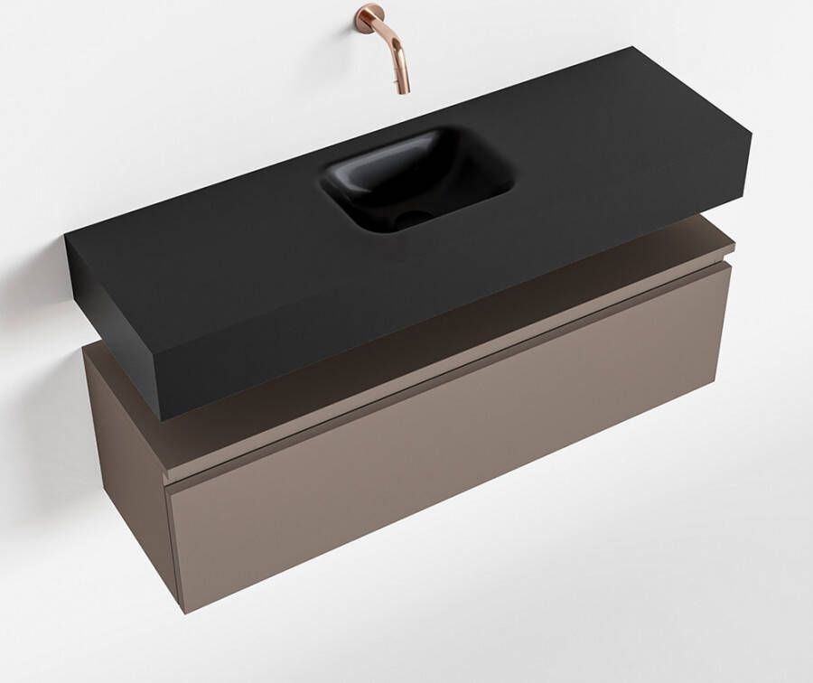 Mondiaz ANDOR Toiletmeubel 100x30x30cm met 0 kraangaten 1 lades smoke mat Wastafel Lex midden Solid Surface Zwart FK75343554