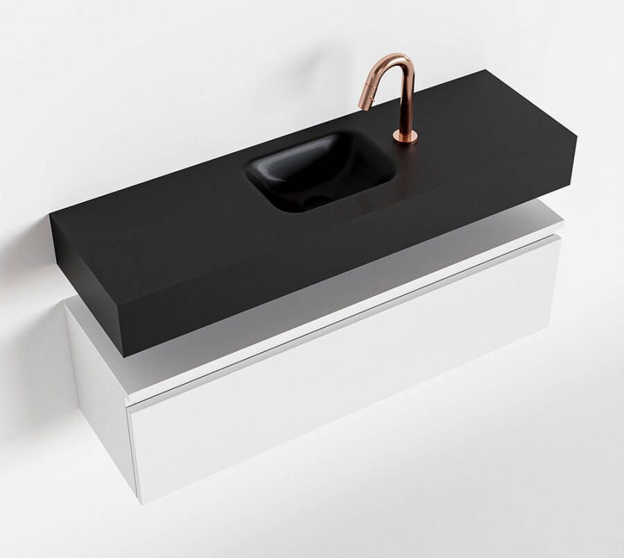 Mondiaz ANDOR Toiletmeubel 100x30x30cm met 1 kraangaten 1 lades talc mat Wastafel Lex midden Solid Surface Zwart FK75343466