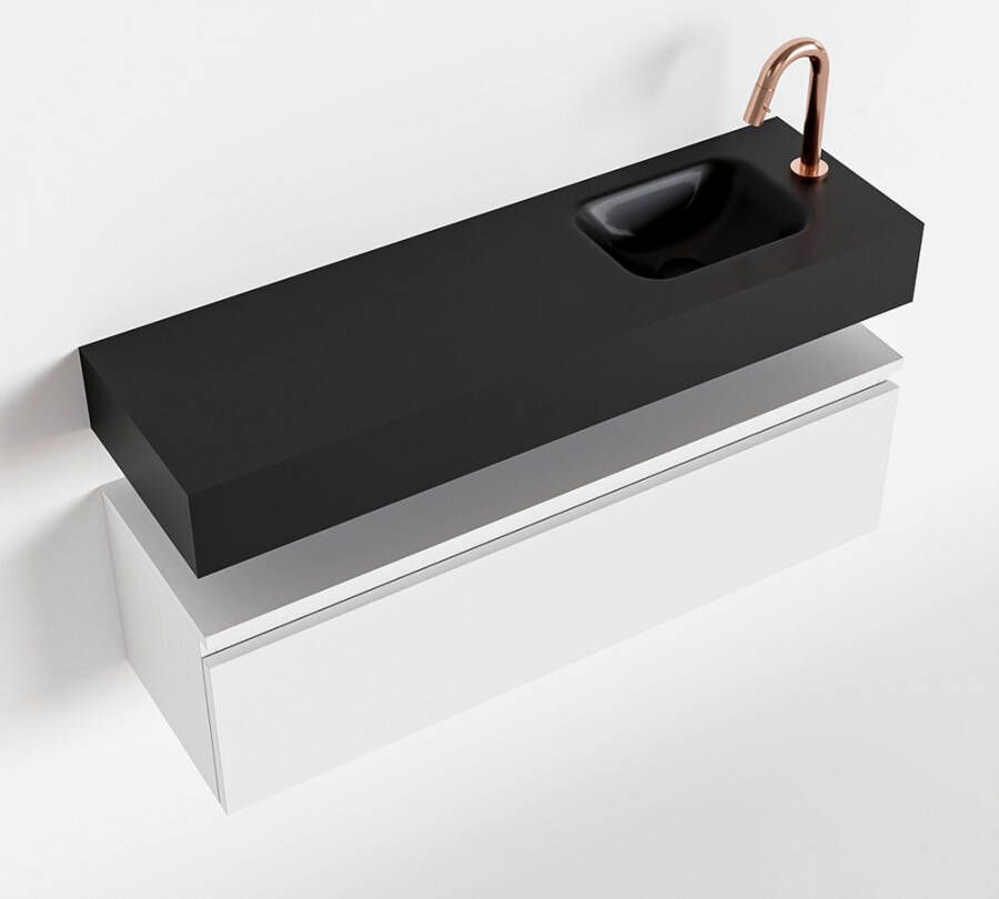 Mondiaz ANDOR Toiletmeubel 100x30x30cm met 1 kraangaten 1 lades talc mat Wastafel Lex rechts Solid Surface Zwart FK75343470