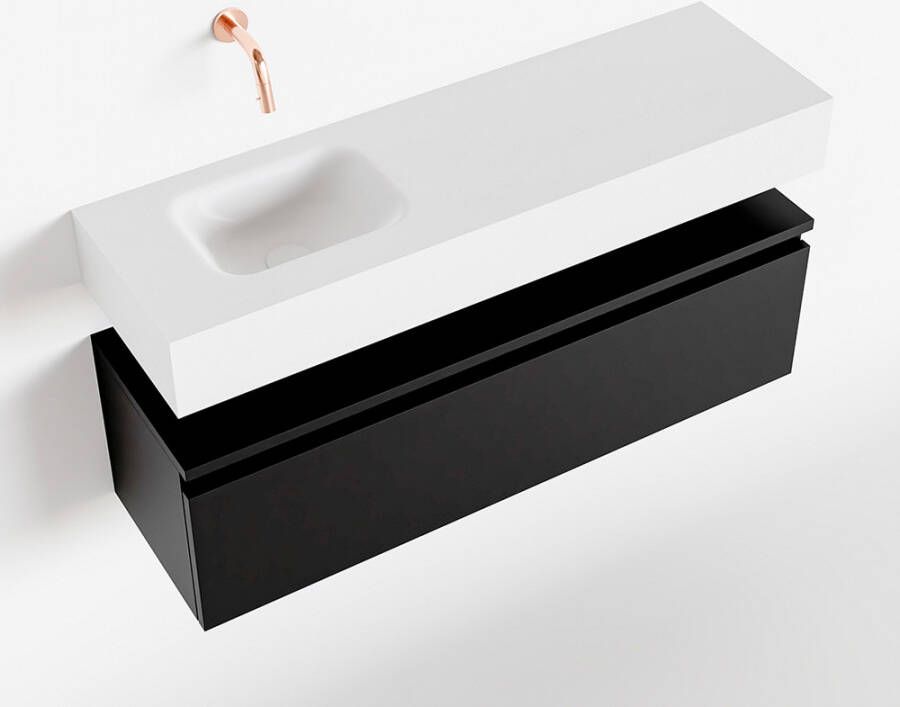 Mondiaz ANDOR Toiletmeubel 100x30x30cm met 0 kraangaten 1 lades urban mat Wastafel Lex links Solid Surface Wit FK75343150