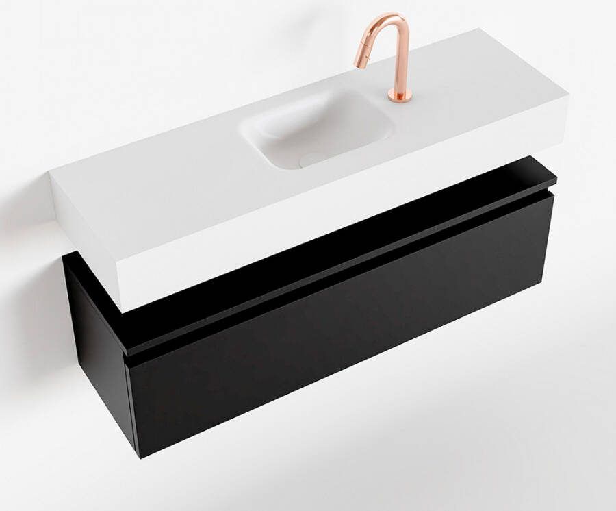 Mondiaz ANDOR Toiletmeubel 100x30x30cm met 1 kraangaten 1 lades urban mat Wastafel Lex midden Solid Surface Wit FK75343147