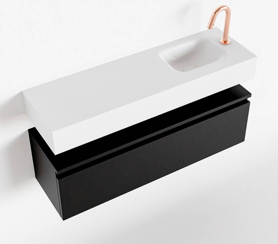 Mondiaz ANDOR Toiletmeubel 100x30x30cm met 1 kraangaten 1 lades urban mat Wastafel Lex rechts Solid Surface Wit FK75343151