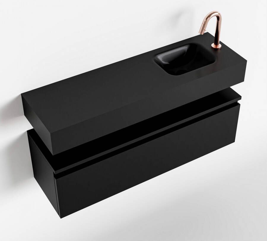 Mondiaz ANDOR Toiletmeubel 100x30x30cm met 1 kraangaten 1 lades urban mat Wastafel Lex rechts Solid Surface Zwart FK75343499
