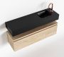 Mondiaz ANDOR Toiletmeubel 100x30x30cm met 1 kraangaten 1 lades washed oak mat Wastafel Lex rechts Solid Surface Zwart FK75343731 - Thumbnail 1
