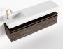 Mondiaz ANDOR Toiletmeubel 120x30x30cm met 1 kraangaten 1 lades dark brown mat Wastafel Lex links Solid Surface Wit FK75343416 - Thumbnail 1