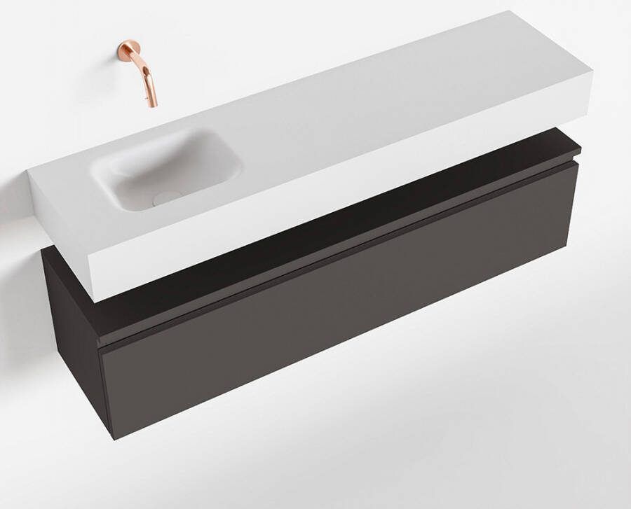 Mondiaz ANDOR Toiletmeubel 120x30x30cm met 0 kraangaten 1 lades dark grey mat Wastafel Lex links Solid Surface Wit FK75343185