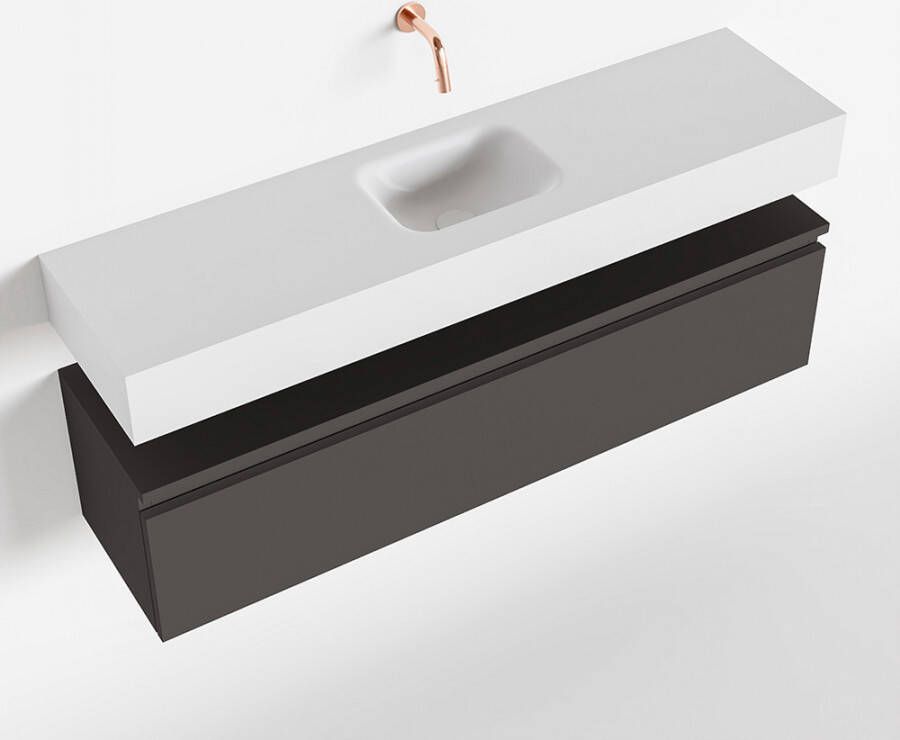 Mondiaz ANDOR Toiletmeubel 120x30x30cm met 0 kraangaten 1 lades dark grey mat Wastafel Lex midden Solid Surface Wit FK75343183