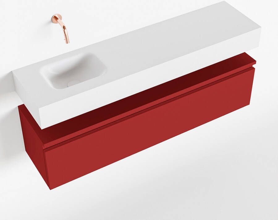 Mondiaz ANDOR Toiletmeubel 120x30x30cm met 0 kraangaten 1 lades fire mat Wastafel Lex links Solid Surface Wit FK75343301