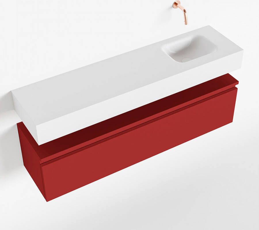 Mondiaz ANDOR Toiletmeubel 120x30x30cm met 0 kraangaten 1 lades fire mat Wastafel Lex rechts Solid Surface Wit FK75343303