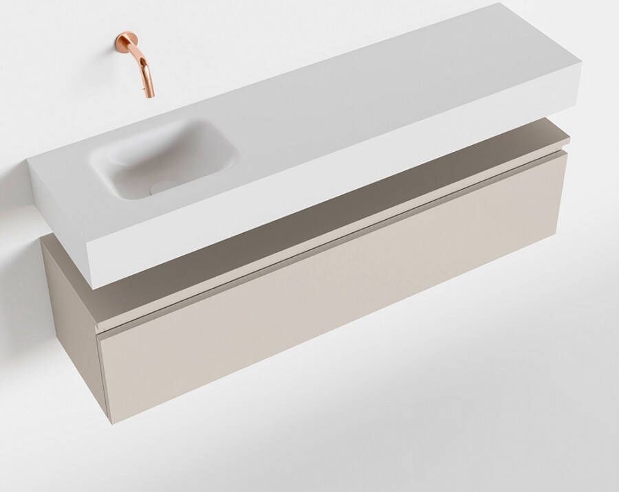 Mondiaz ANDOR Toiletmeubel 120x30x30cm met 0 kraangaten 1 lades linen mat Wastafel Lex links Solid Surface Wit FK75343330