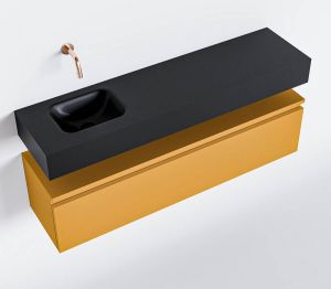 Mondiaz ANDOR Toiletmeubel 120x30x30cm met 0 kraangaten 1 lades ocher mat Wastafel Lex links Solid Surface Zwart FK75343620