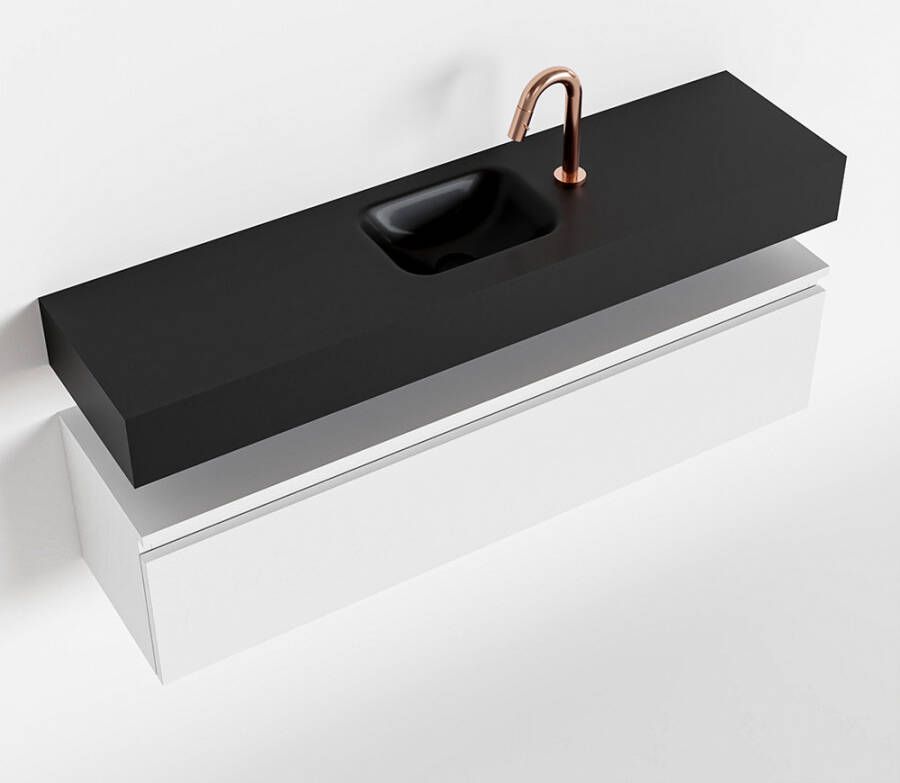 Mondiaz ANDOR Toiletmeubel 120x30x30cm met 1 kraangaten 1 lades talc mat Wastafel Lex midden Solid Surface Zwart FK75343472