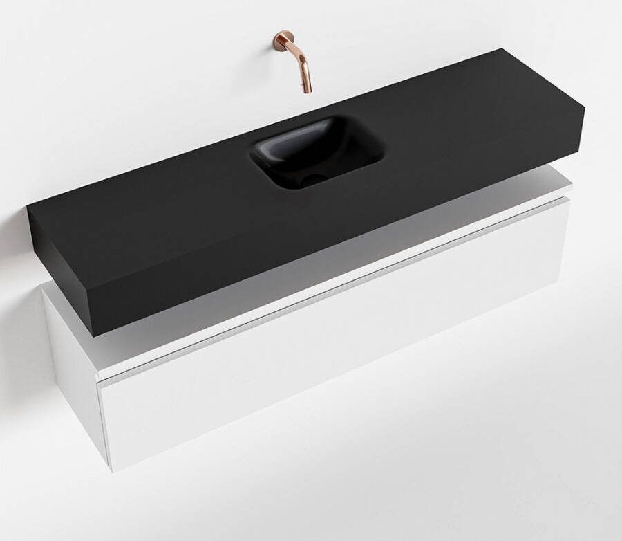 Mondiaz ANDOR Toiletmeubel 120x30x30cm met 0 kraangaten 1 lades talc mat Wastafel Lex midden Solid Surface Zwart FK75343473