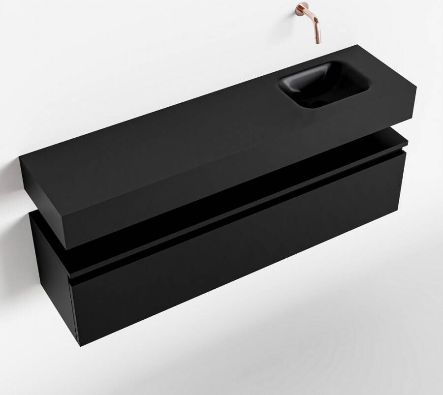 Mondiaz ANDOR Toiletmeubel 120x30x30cm met 0 kraangaten 1 lades urban mat Wastafel Lex rechts Solid Surface Zwart FK75343506