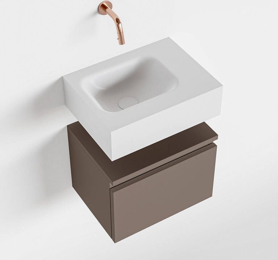 Mondiaz ANDOR Toiletmeubel 40x30x30cm met 0 kraangaten 1 lades smoke mat Wastafel Lex links Solid Surface Wit FK75343190