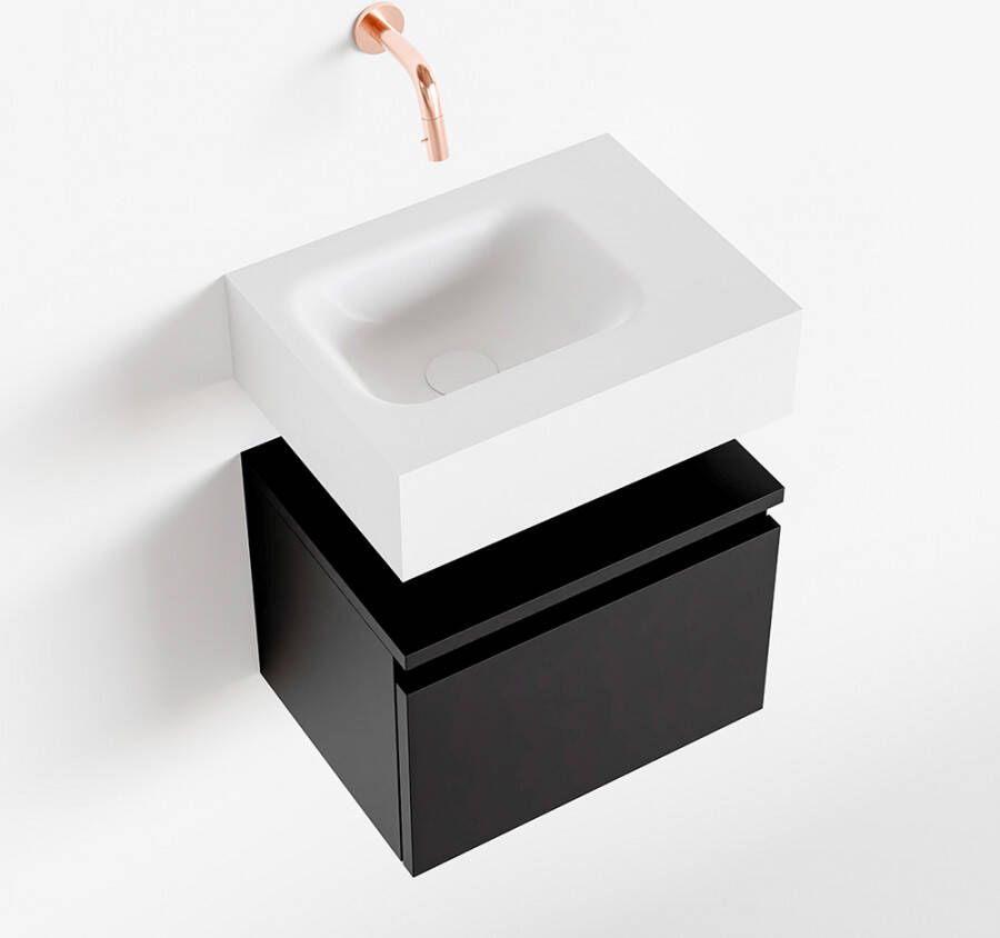 Mondiaz ANDOR Toiletmeubel 40x30x30cm met 0 kraangaten 1 lades urban mat Wastafel Lex links Solid Surface Wit FK75343132