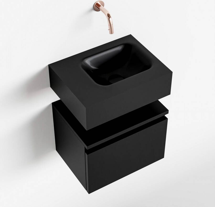 Mondiaz ANDOR Toiletmeubel 40x30x30cm met 0 kraangaten 1 lades urban mat Wastafel Lex rechts Solid Surface Zwart FK75343482