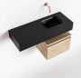 Mondiaz ANDOR Toiletmeubel 80x30x30cm met 0 kraangaten 1 lades washed oak mat Wastafel Lex rechts Solid Surface Zwart FK75344052 - Thumbnail 1