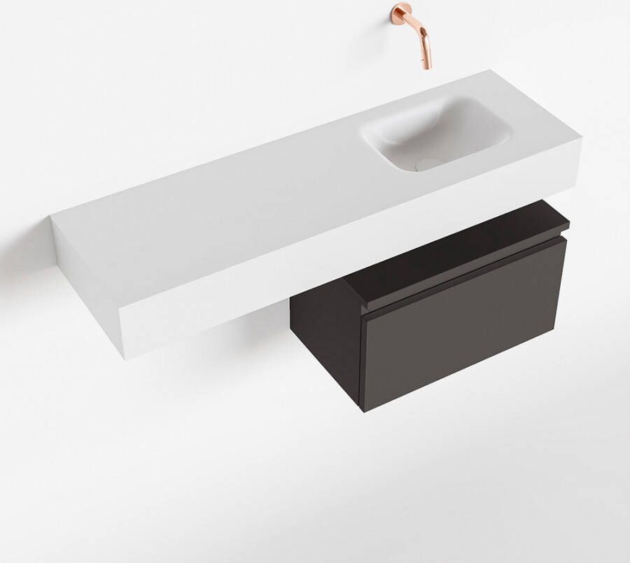 Mondiaz ANDOR Toiletmeubel 100x30x30cm met 0 kraangaten 1 lades dark grey mat Wastafel Lex rechts Solid Surface Wit FK75343828