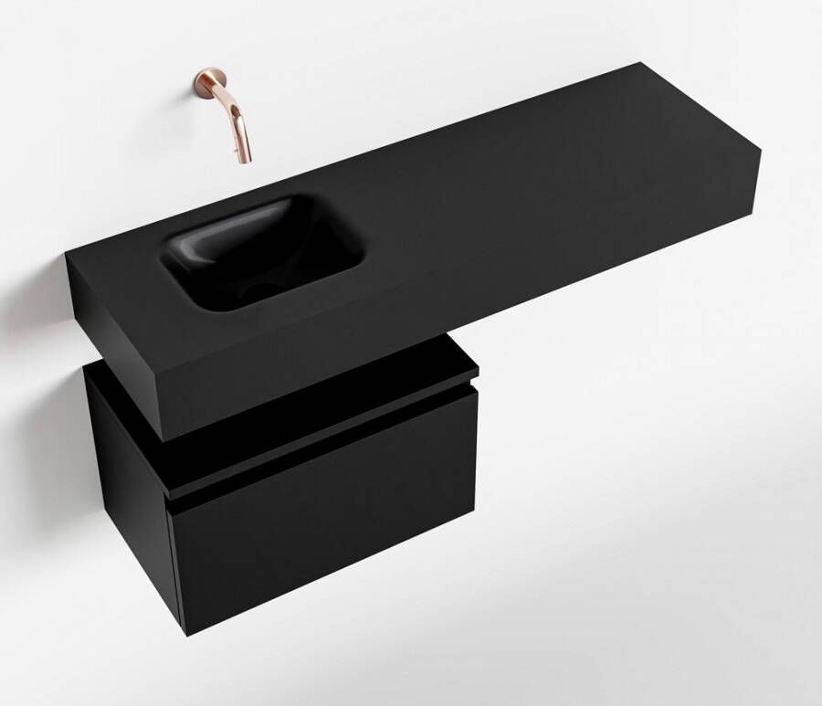 Mondiaz ANDOR Toiletmeubel 100x30x30cm met 0 kraangaten 1 lades urban mat Wastafel Lex links Solid Surface Zwart FK75343958