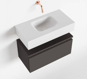 Mondiaz ANDOR Toiletmeubel 60x30x30cm met 0 kraangaten 1 lades dark grey mat Wastafel Lex midden Solid Surface Wit FK75343165