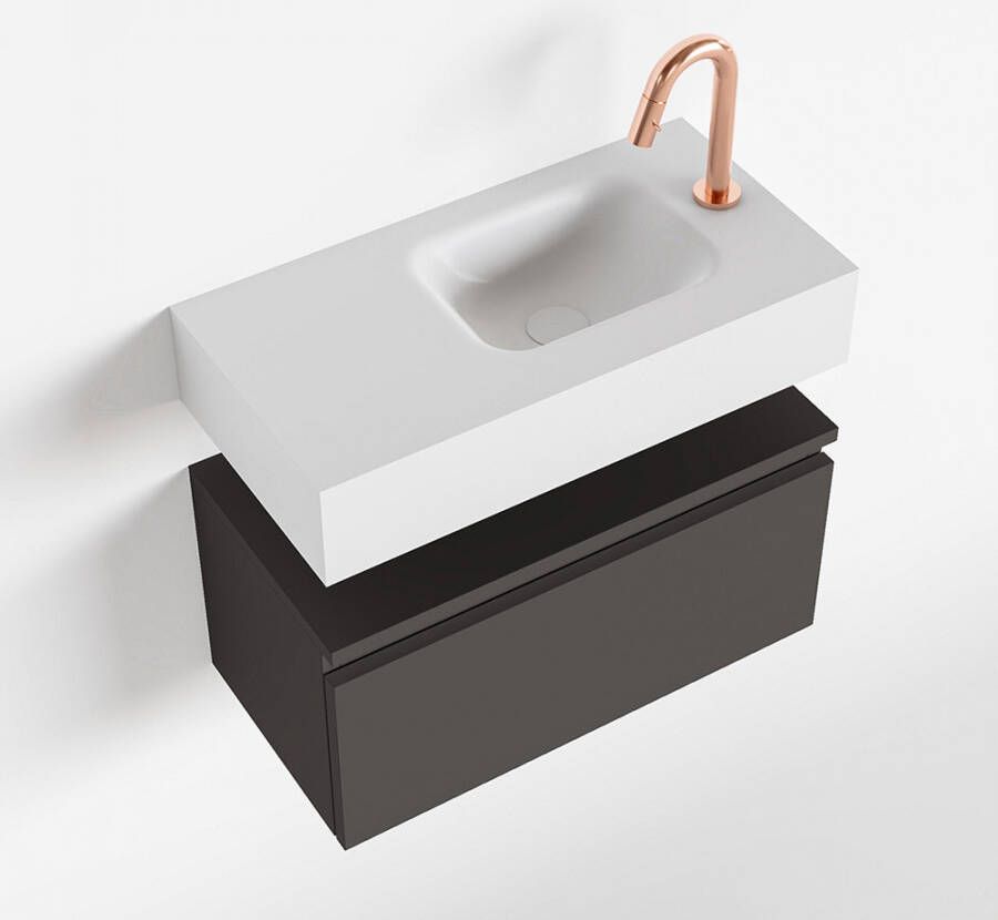 Mondiaz ANDOR Toiletmeubel 60x30x30cm met 1 kraangaten 1 lades dark grey mat Wastafel Lex rechts Solid Surface Wit FK75343168