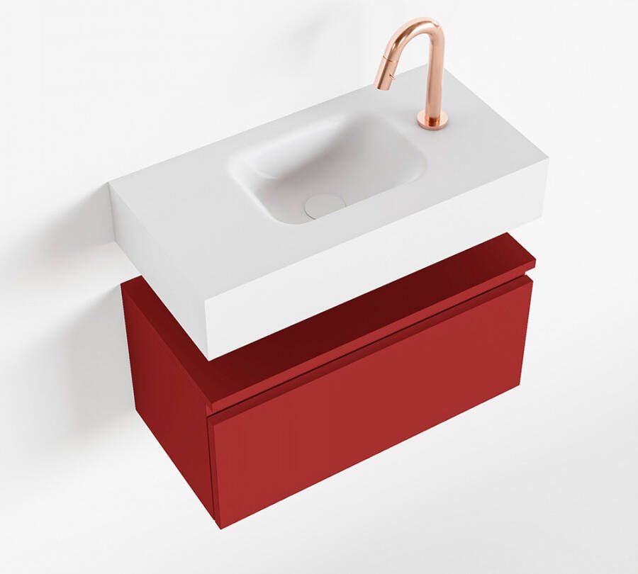 Mondiaz ANDOR Toiletmeubel 60x30x30cm met 1 kraangaten 1 lades fire mat Wastafel Lex midden Solid Surface Wit FK75343280