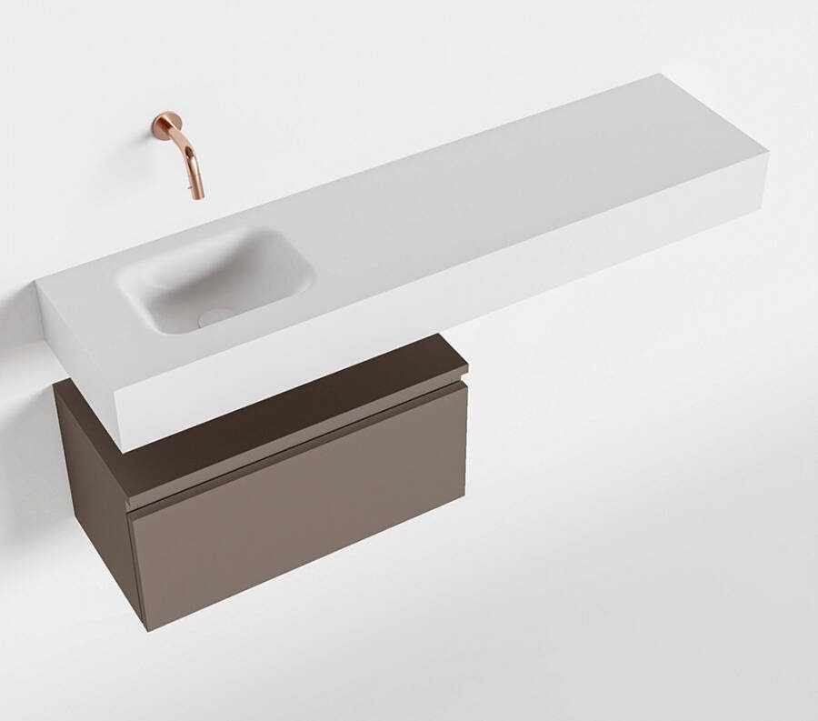 Mondiaz ANDOR Toiletmeubel 120x30x30cm met 0 kraangaten 1 lades smoke mat Wastafel Lex links Solid Surface Wit FK75343842