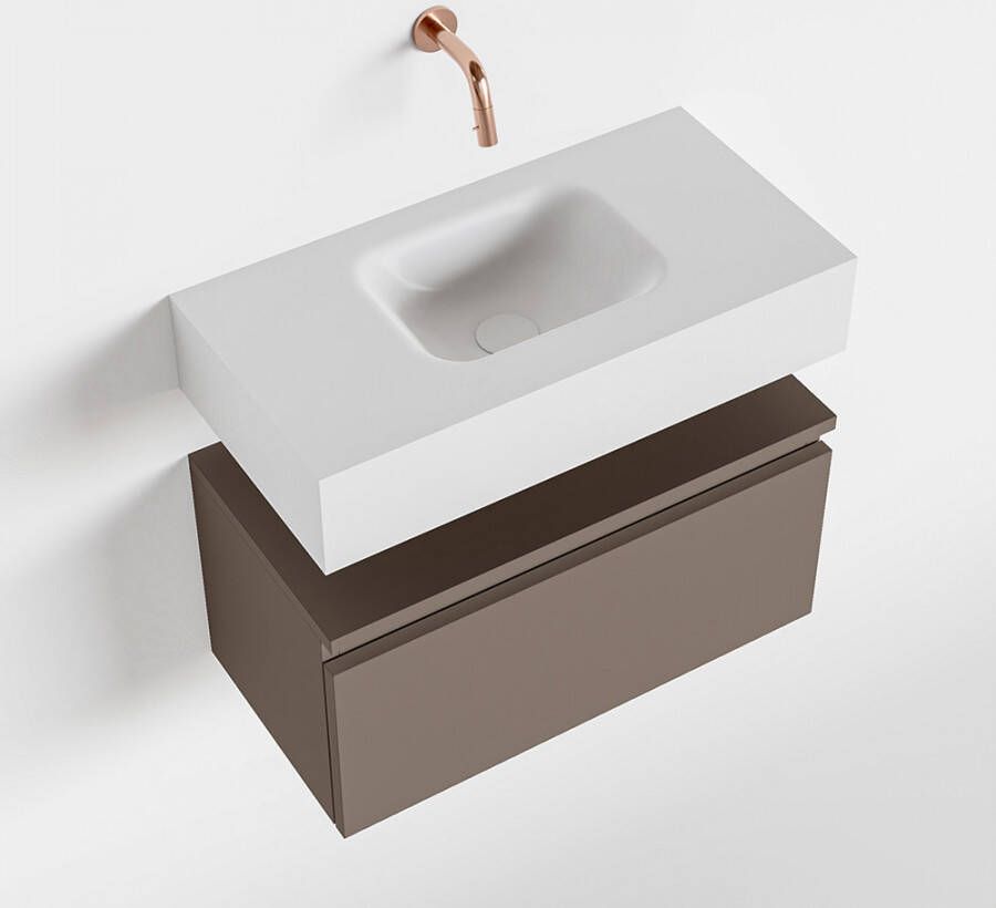 Mondiaz ANDOR Toiletmeubel 60x30x30cm met 0 kraangaten 1 lades smoke mat Wastafel Lex midden Solid Surface Wit FK75343194