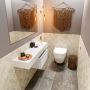 Mondiaz ANDOR Toiletmeubel 120x30x30cm met 1 kraangaten 1 lades talc mat Wastafel Lex rechts Solid Surface Wit FK75343807 - Thumbnail 1