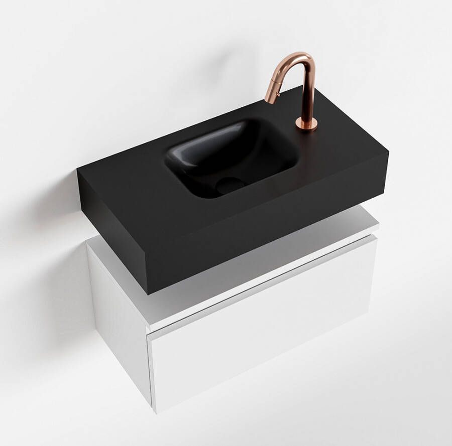 Mondiaz ANDOR Toiletmeubel 60x30x30cm met 1 kraangaten 1 lades talc mat Wastafel Lex midden Solid Surface Zwart FK75343454