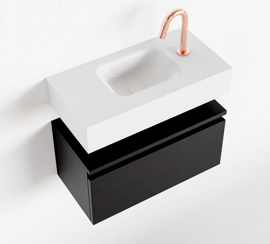 Mondiaz ANDOR Toiletmeubel 60x30x30cm met 1 kraangaten 1 lades urban mat Wastafel Lex midden Solid Surface Wit FK75343135