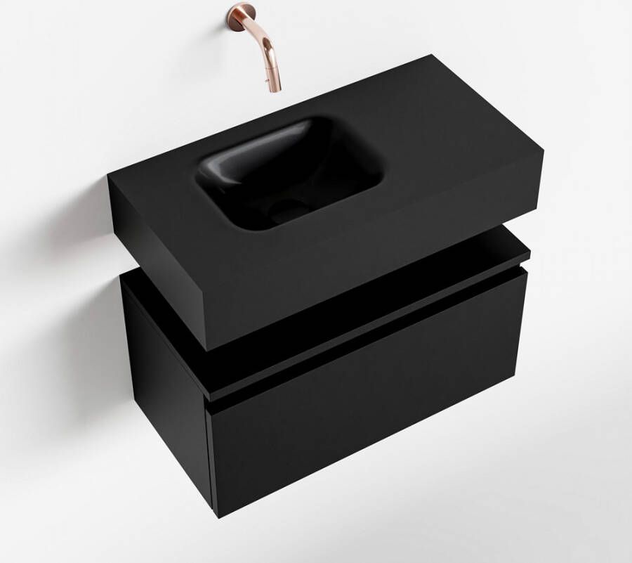 Mondiaz ANDOR Toiletmeubel 60x30x30cm met 0 kraangaten 1 lades urban mat Wastafel Lex links Solid Surface Zwart FK75343486